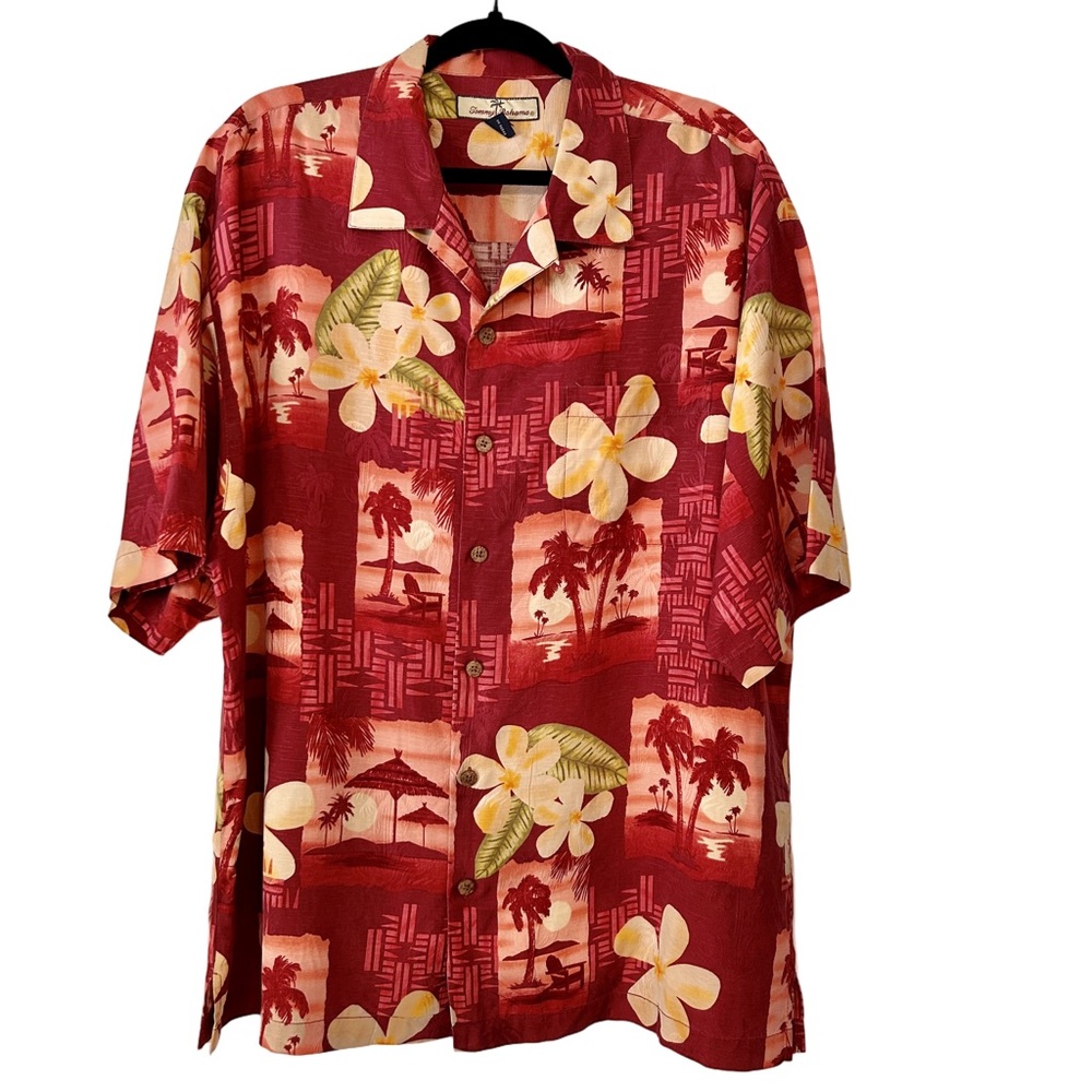 Tommy Bahama 100% Silk Mens Size X-Large Short Sleeve Hawaiian Shirt